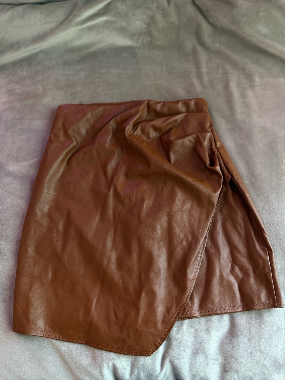 Brown leather skirt